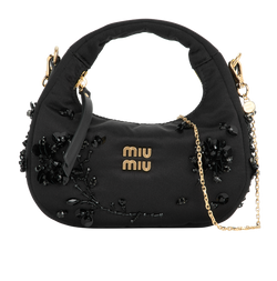 Mini Floral Sequined Wander Bag, Satin, Black, MII, S/DB/B, 3*